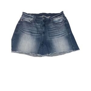 Judy Blue Mid Rise Side Slit Plus Size Cut off Shorts Blue Size 3XL